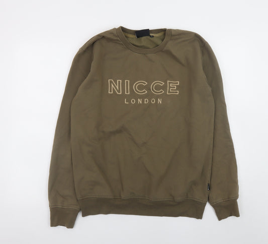 Nicce London Men’s Brown Crew Neck Logo Sweatshirt Size L