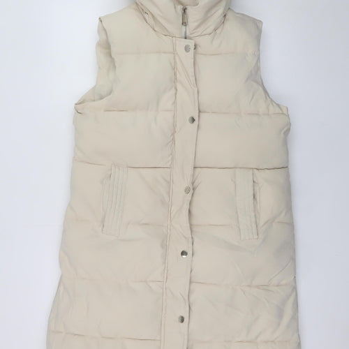 Cherry Koko Women's Beige Long Hooded Puffer Waistcoat M