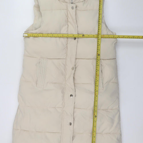 Cherry Koko Women's Beige Long Hooded Puffer Waistcoat M