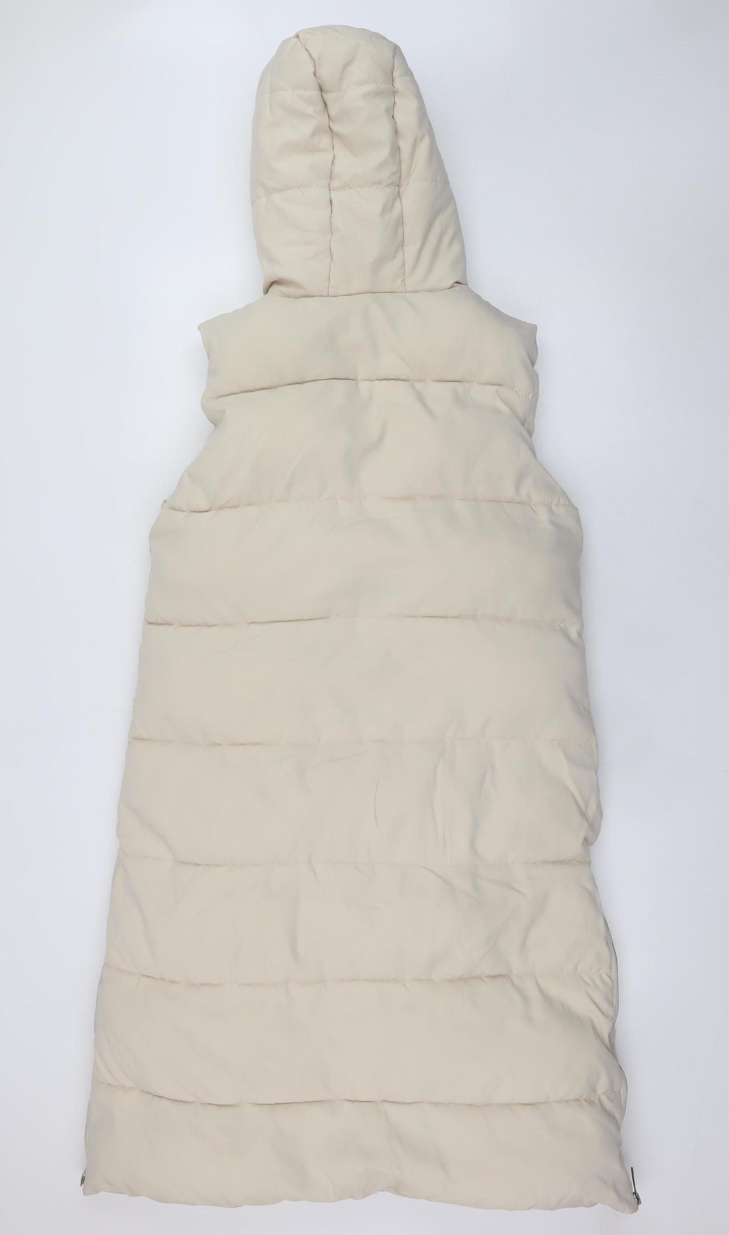 Cherry Koko Women's Beige Long Hooded Puffer Waistcoat M