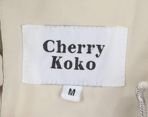 Cherry Koko Women's Beige Long Hooded Puffer Waistcoat M