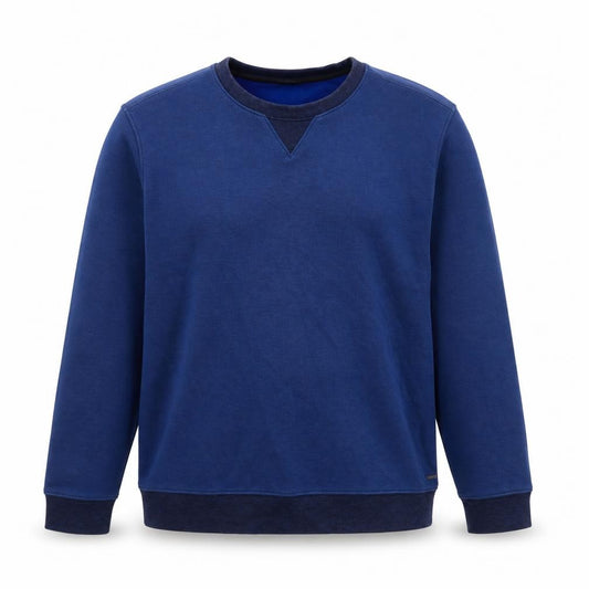 Front view of BOSS men’s blue slim fit crew neck sweatshirt xl