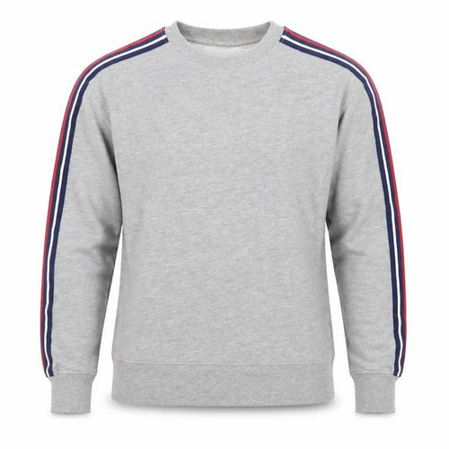 Topman Men’s Grey Striped Sleeve Crew Neck Pullover Sweatshirt Size S