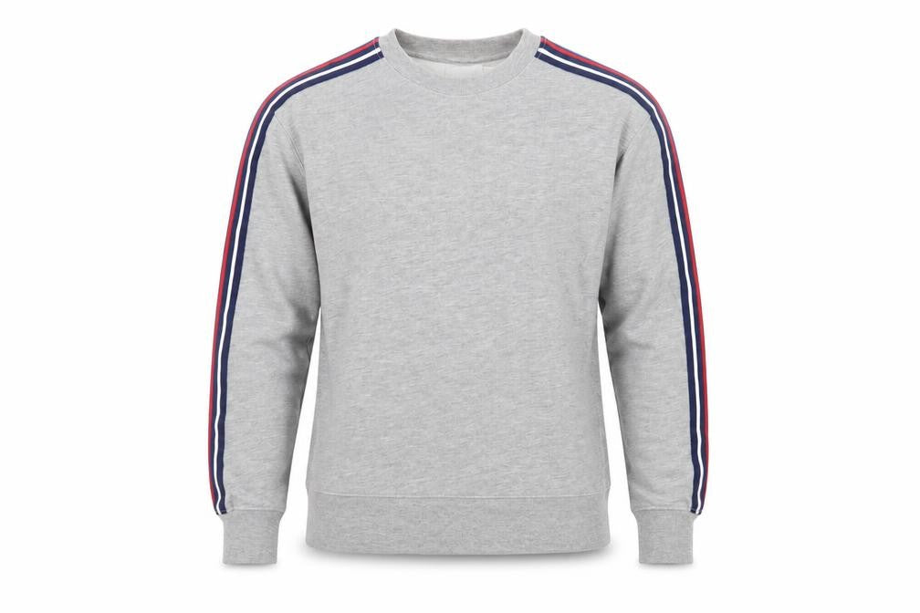 Topman Men’s Grey Striped Sleeve Crew Neck Pullover Sweatshirt Size S