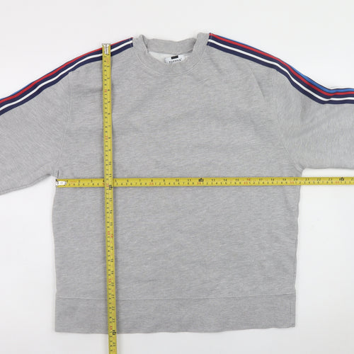 Topman Men’s Grey Striped Sleeve Crew Neck Pullover Sweatshirt Size S