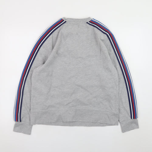 Topman Men’s Grey Striped Sleeve Crew Neck Pullover Sweatshirt Size S