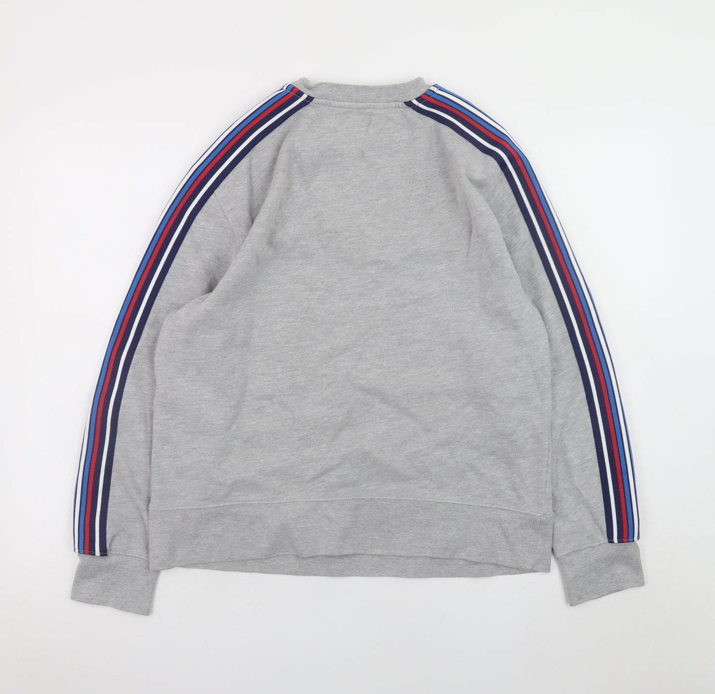 Topman Men’s Grey Striped Sleeve Crew Neck Pullover Sweatshirt Size S