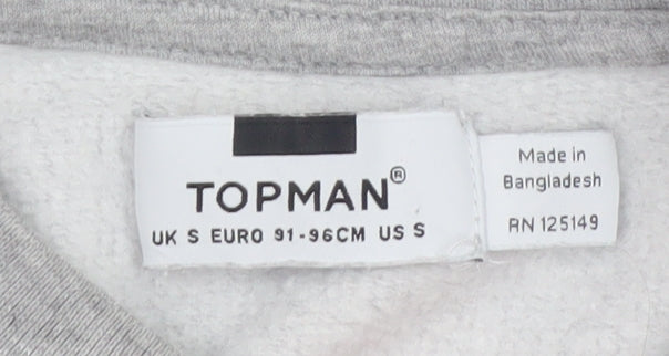 Topman Men’s Grey Striped Sleeve Crew Neck Pullover Sweatshirt Size S
