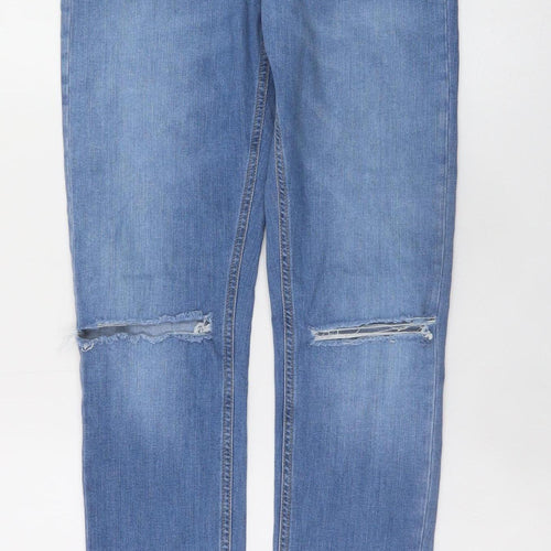 Denim Co. Women Blue Size 12 Skinny Distressed Jeans