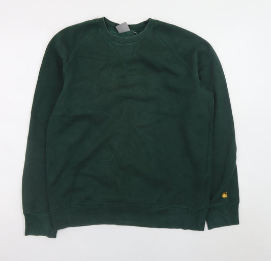 Carhartt Men's Green Pullover Crew Neck Sweatshirt M