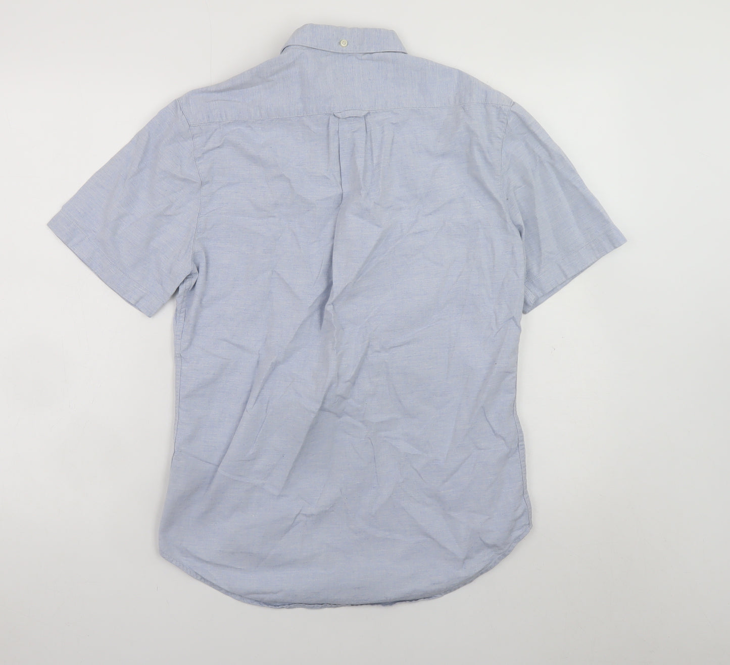 Farah Men's Blue Slim Fit Short Sleeve Button-Up Shirt Size S