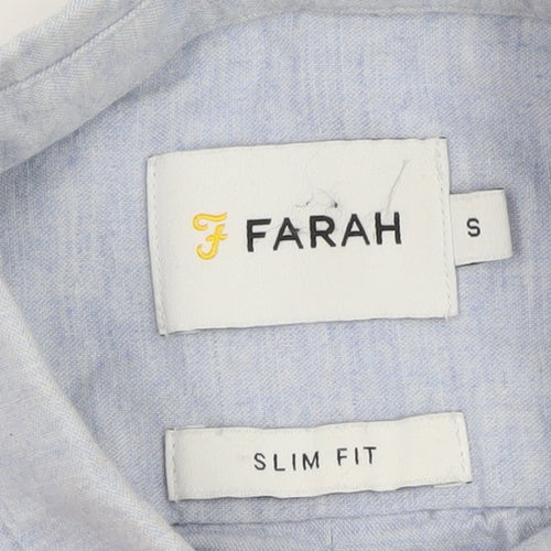 Farah Men's Blue Slim Fit Short Sleeve Button-Up Shirt Size S