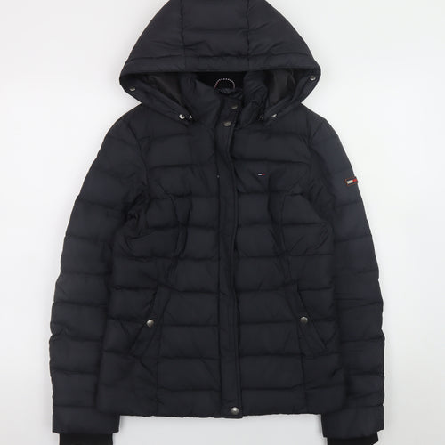 Tommy Hilfiger Women's Black Puffer Jacket Hooded Size S