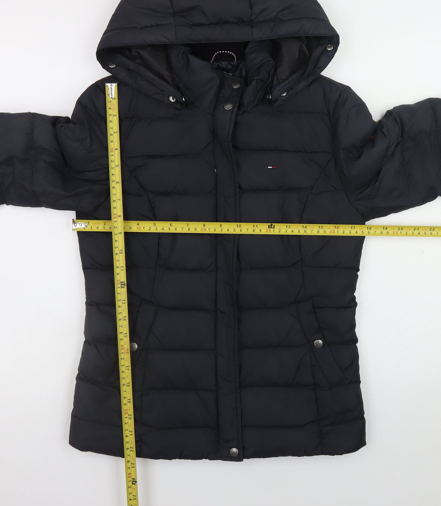 Tommy Hilfiger Women's Black Puffer Jacket Hooded Size S
