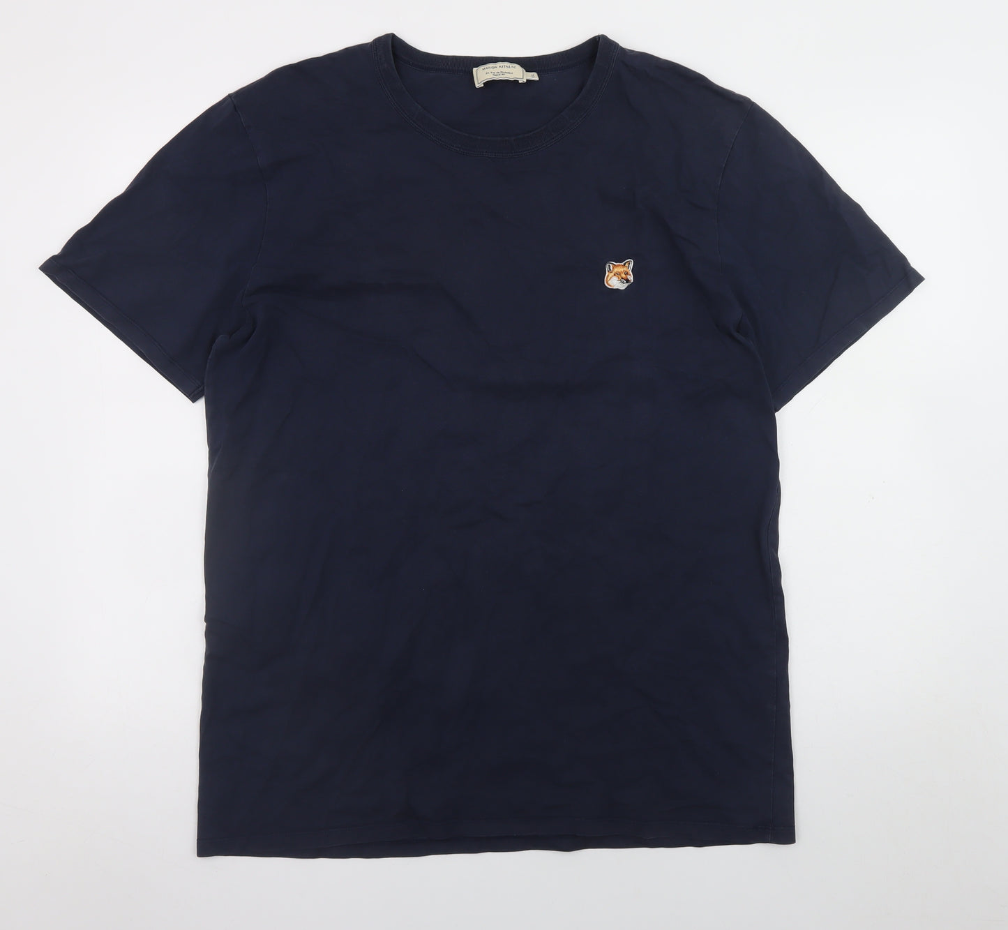 Maison Kitsuné Men's Navy Fox Patch Crew Neck T-Shirt XXL