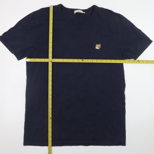 Maison Kitsuné Men's Navy Fox Patch Crew Neck T-Shirt XXL