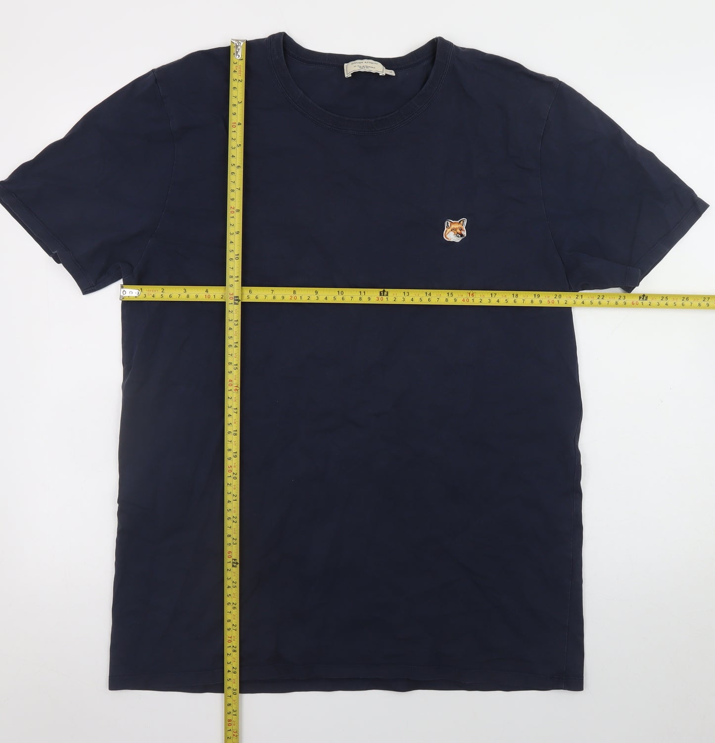Maison Kitsuné Men's Navy Fox Patch Crew Neck T-Shirt XXL