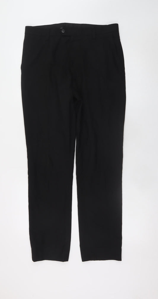 Next Men's Black Regular Fit Dress Trousers 32W 31L Smart Work Pants