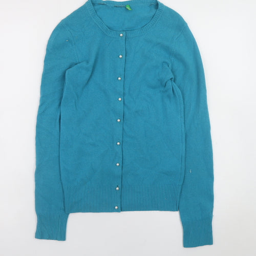 United Colors of Benetton Womens Blue Wool Angora Cardigan XS