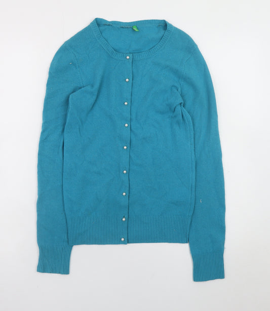 United Colors of Benetton Womens Blue Wool Angora Cardigan XS