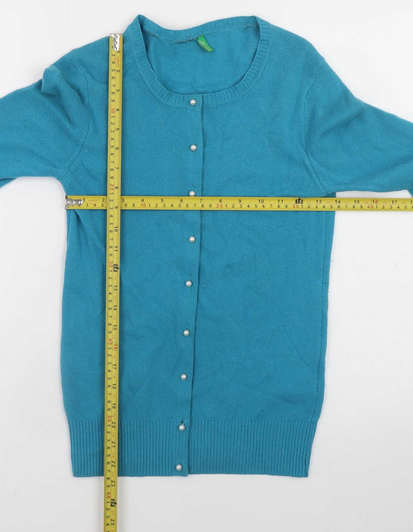 United Colors of Benetton Womens Blue Wool Angora Cardigan XS