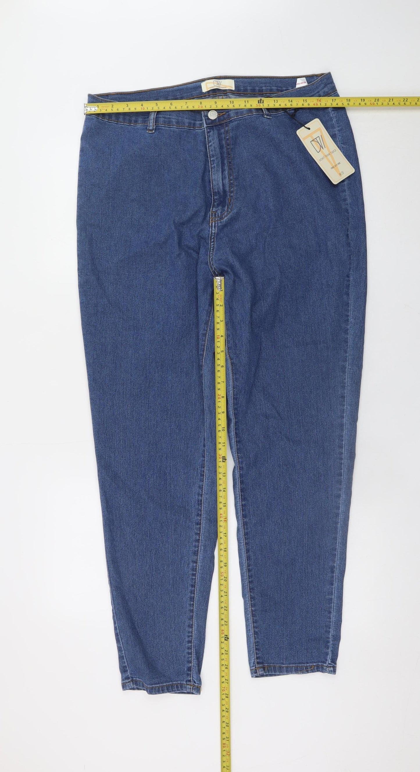 DV Petite Chloe Blue Tapered Jeans UK 22 Cotton Blend