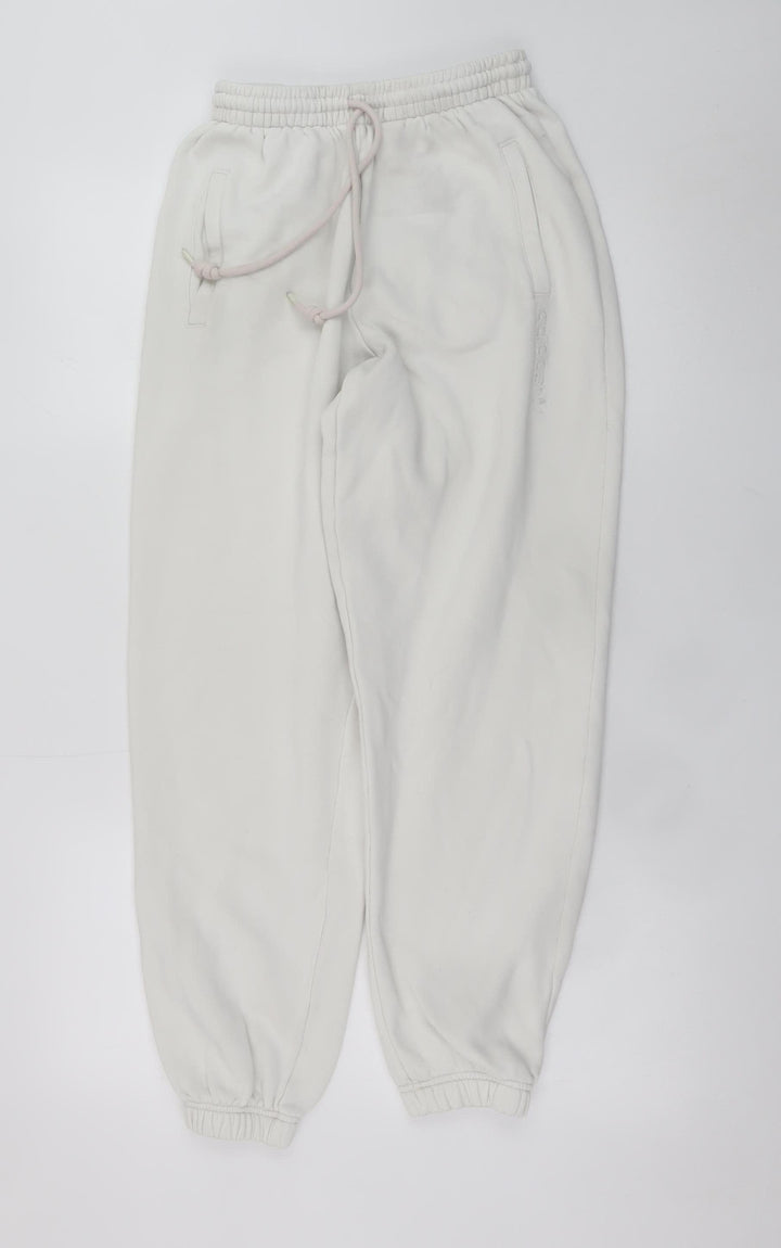 Adidas Womens White Jogger Sweatpants Size M Cotton Blend Casual