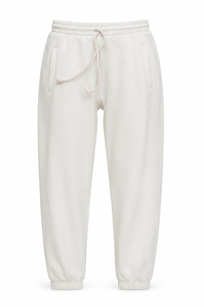Front view of Adidas women’s white jogger sweatpants, size M, cotton blend casual