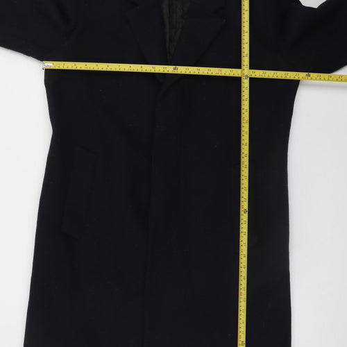 Zara Men’s Black Wool Blend Long Overcoat L Classic Formal