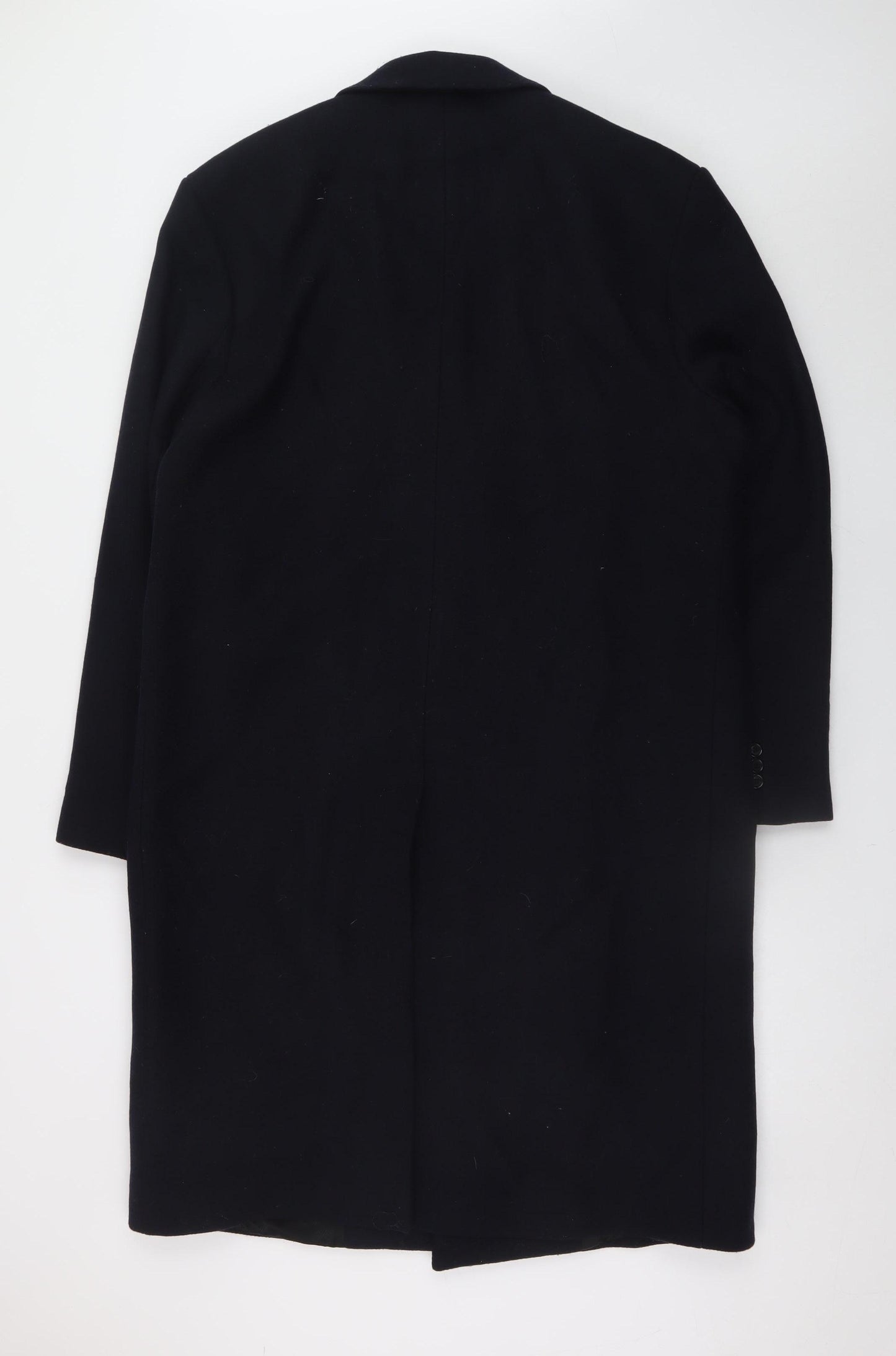 Zara Men’s Black Wool Blend Long Overcoat L Classic Formal