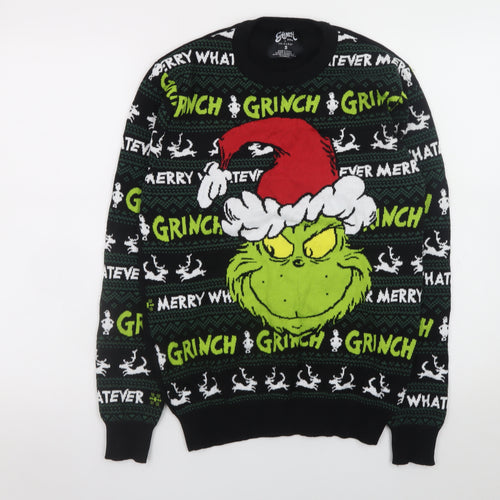 Primark Men’s Black Grinch Christmas Pullover Jumper Size S