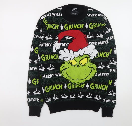Primark Men’s Black Grinch Christmas Pullover Jumper Size S