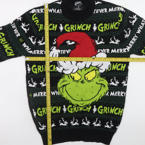 Primark Men’s Black Grinch Christmas Pullover Jumper Size S