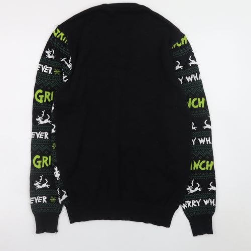 Primark Men’s Black Grinch Christmas Pullover Jumper Size S
