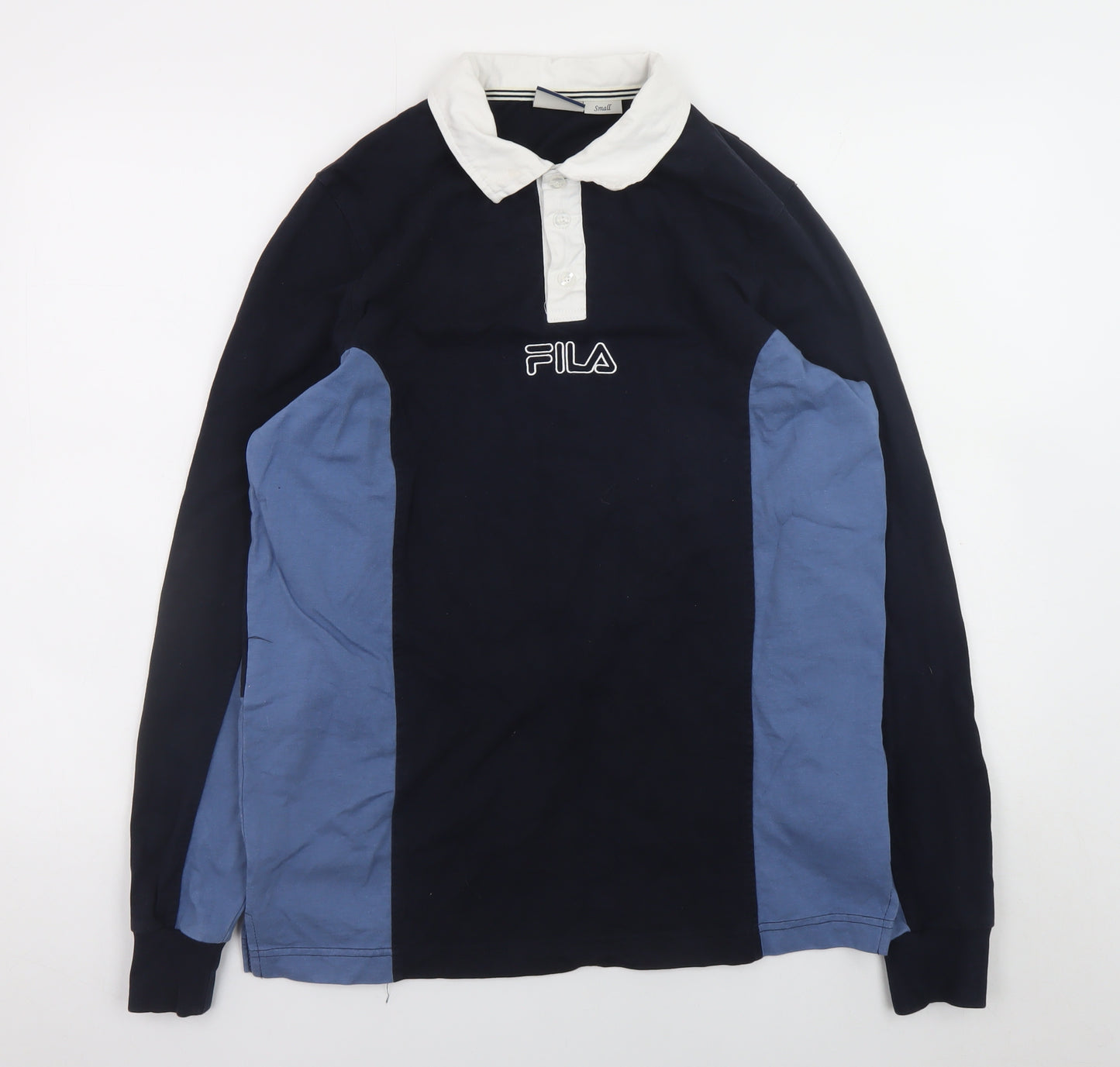 FILA Men’s Blue Limited Edition Long Sleeve Collared Rugby Shirt Size S