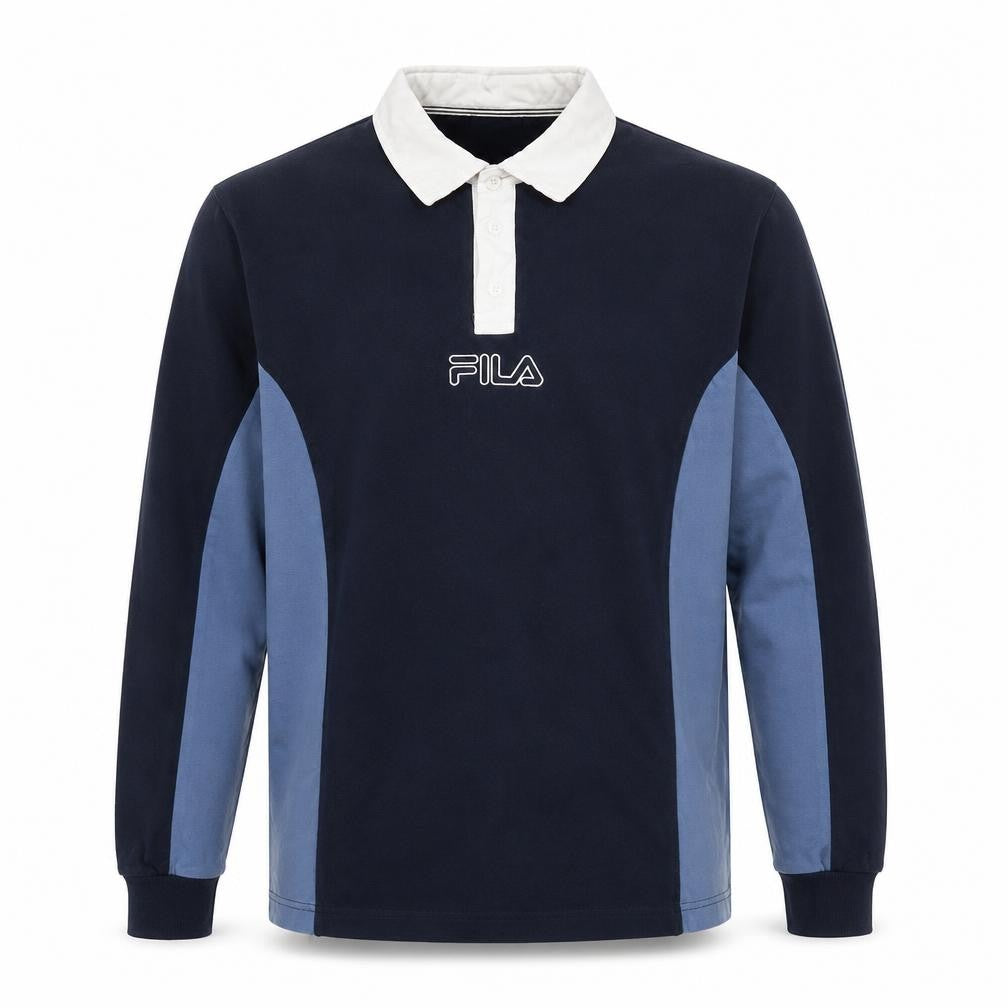 FILA Men’s Blue Limited Edition Long Sleeve Collared Rugby Shirt Size S