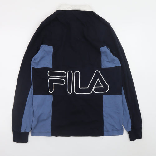 FILA Men’s Blue Limited Edition Long Sleeve Collared Rugby Shirt Size S