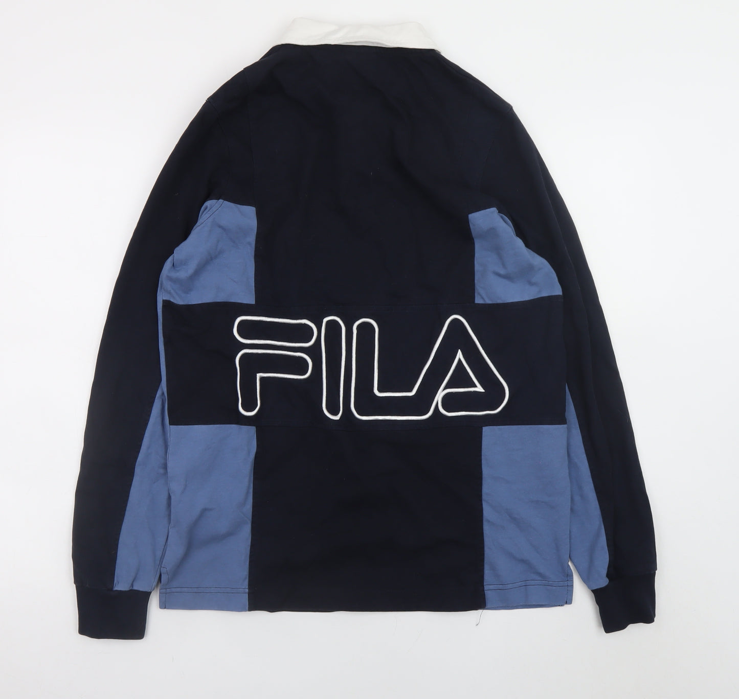 FILA Men’s Blue Limited Edition Long Sleeve Collared Rugby Shirt Size S