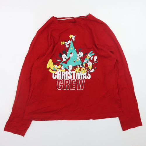 Disney Women Red Christmas Crew Long Sleeve Nightshirt M