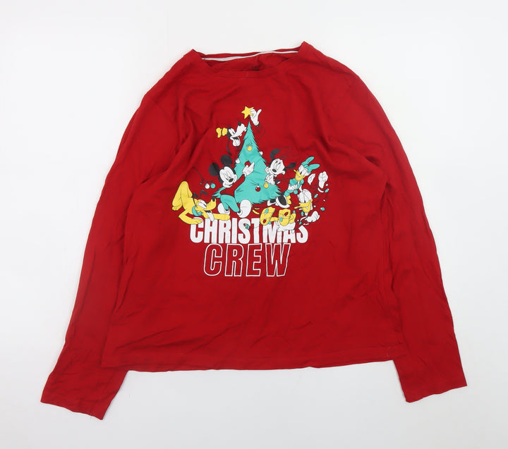 Disney Women Red Christmas Crew Long Sleeve Nightshirt M