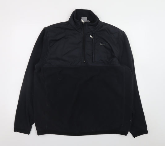 Nike Men's Black 1/4 Zip Fleece Pullover Sweatshirt Size L