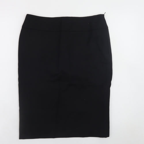 Jaeger Women Black Wool Pencil Skirt Size 12 Knee Length Lined