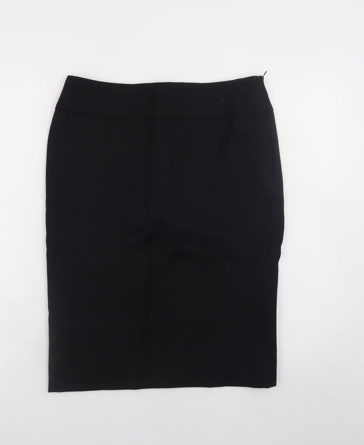 Jaeger Women Black Wool Pencil Skirt Size 12 Knee Length Lined