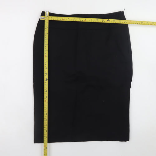 Jaeger Women Black Wool Pencil Skirt Size 12 Knee Length Lined
