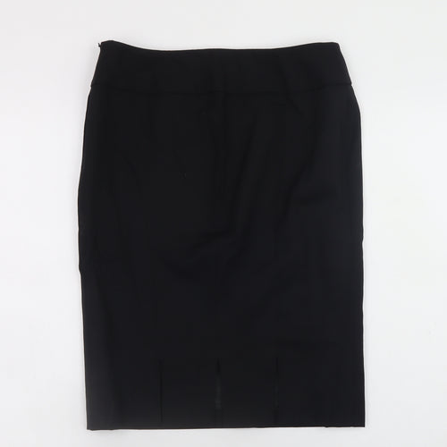 Jaeger Women Black Wool Pencil Skirt Size 12 Knee Length Lined