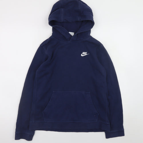 Nike Teens Blue Pullover Hoodie L Fleece Logo Sports Style