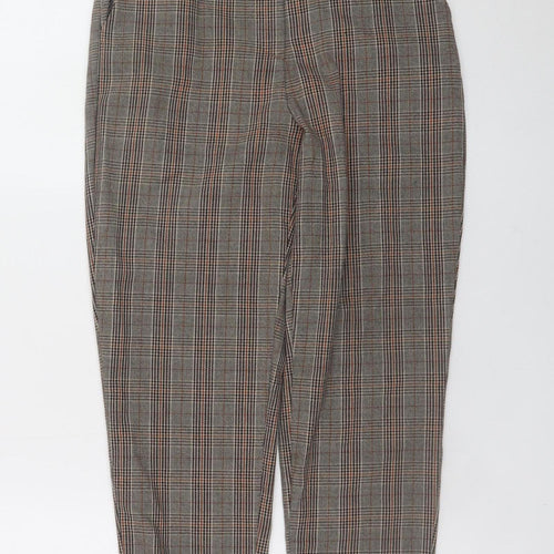 New Look Women’s Brown Checked Tapered Slim Trousers Size 6