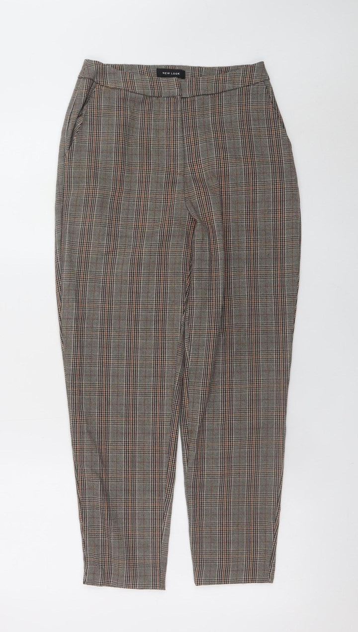 New Look Women’s Brown Checked Tapered Slim Trousers Size 6