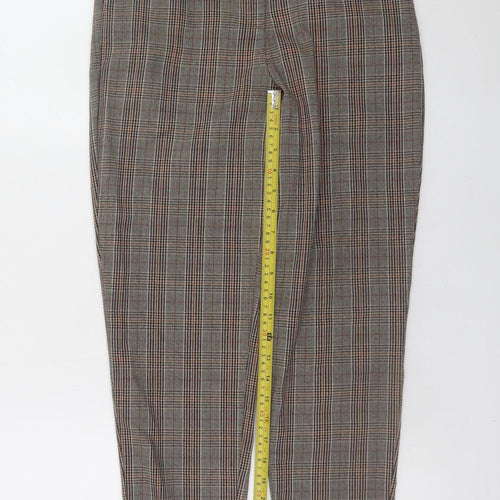 New Look Women’s Brown Checked Tapered Slim Trousers Size 6