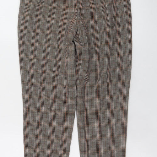 New Look Women’s Brown Checked Tapered Slim Trousers Size 6
